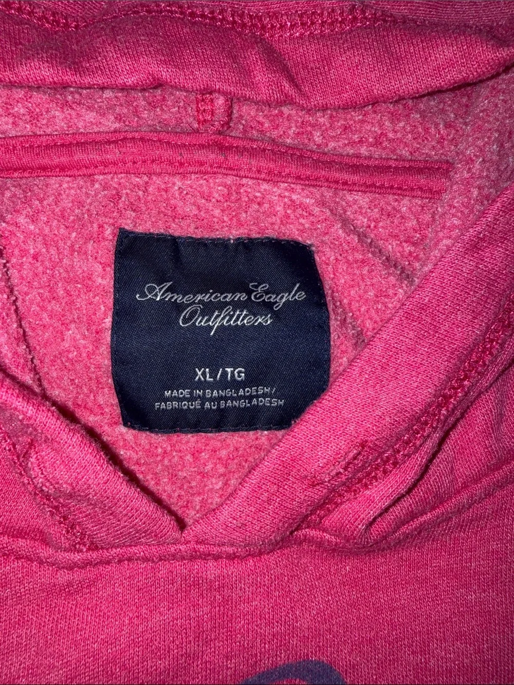 American Eagle Outfitters Scoop-Neck Hoodie — Fuchsia with Navy Logo